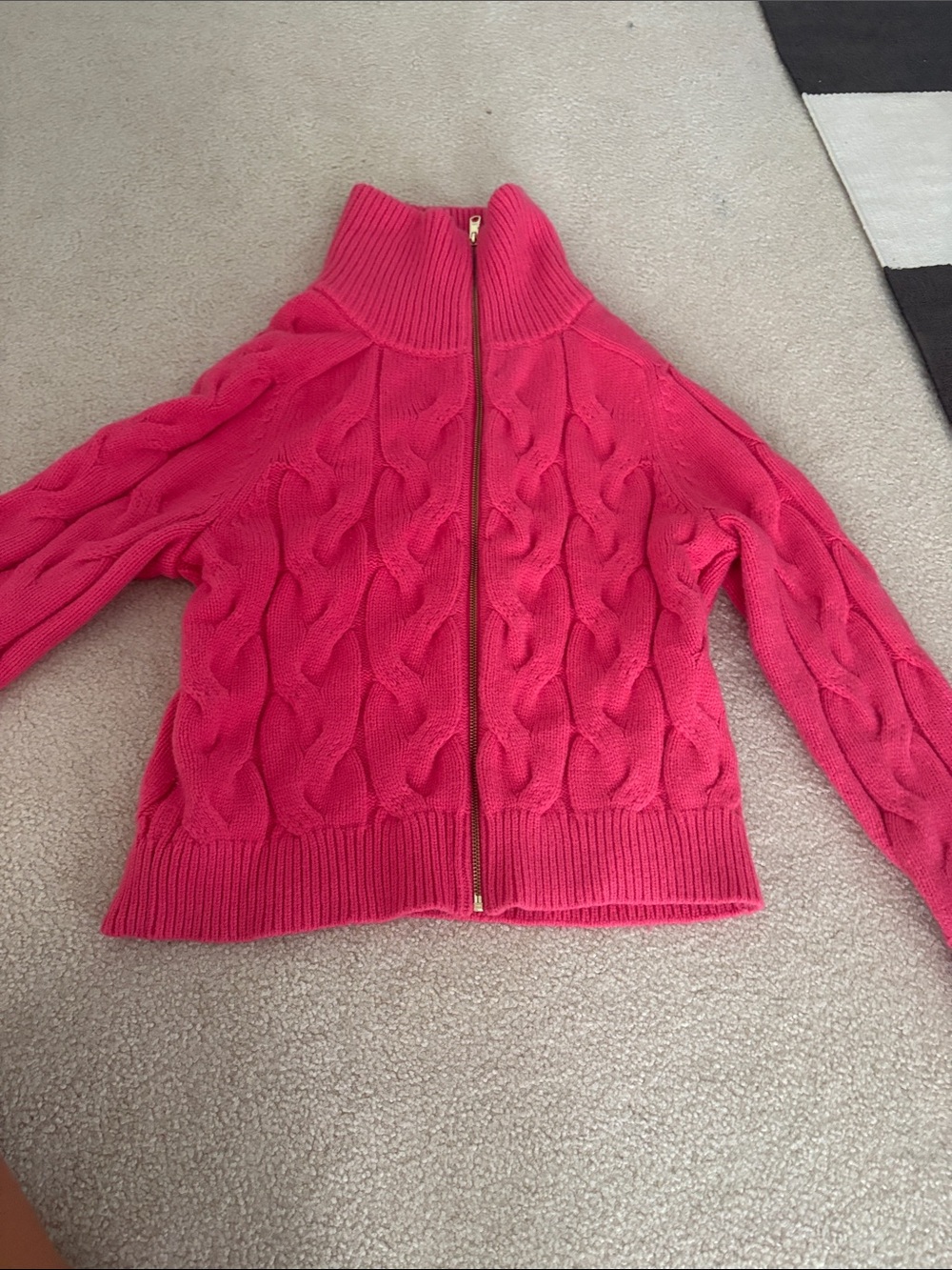 Talbots Hot Pink Cable-Knit Zip Cardigan